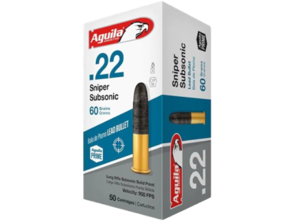 Aguila SSS Sniper Subsonic Ammunition 22 Long Rifle 60 Grain Lead Round Nose
