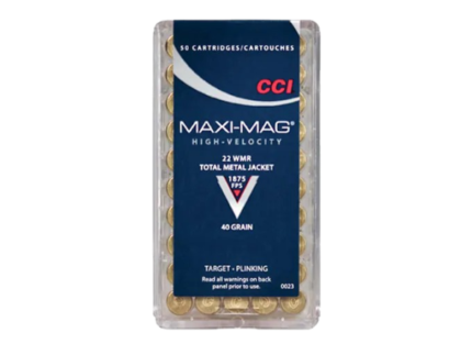 CCI Maxi-Mag Ammunition 22 Winchester Magnum Rimfire (WMR) 40 Grain Total Metal Jacket
