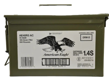 Federal American Eagle Ammunition 40 S&W 165 Grain Full Metal Jacket Ammo