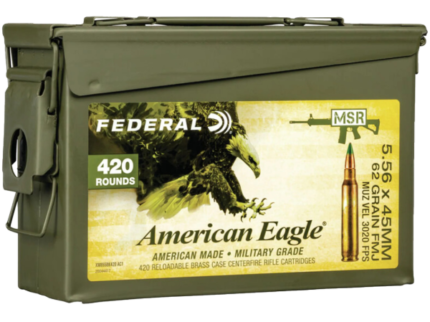Federal American Eagle Ammunition 5.56x45mm NATO 62 Grain XM855 SS109 Penetrator Full Metal Jacket Boat Tail Ammo