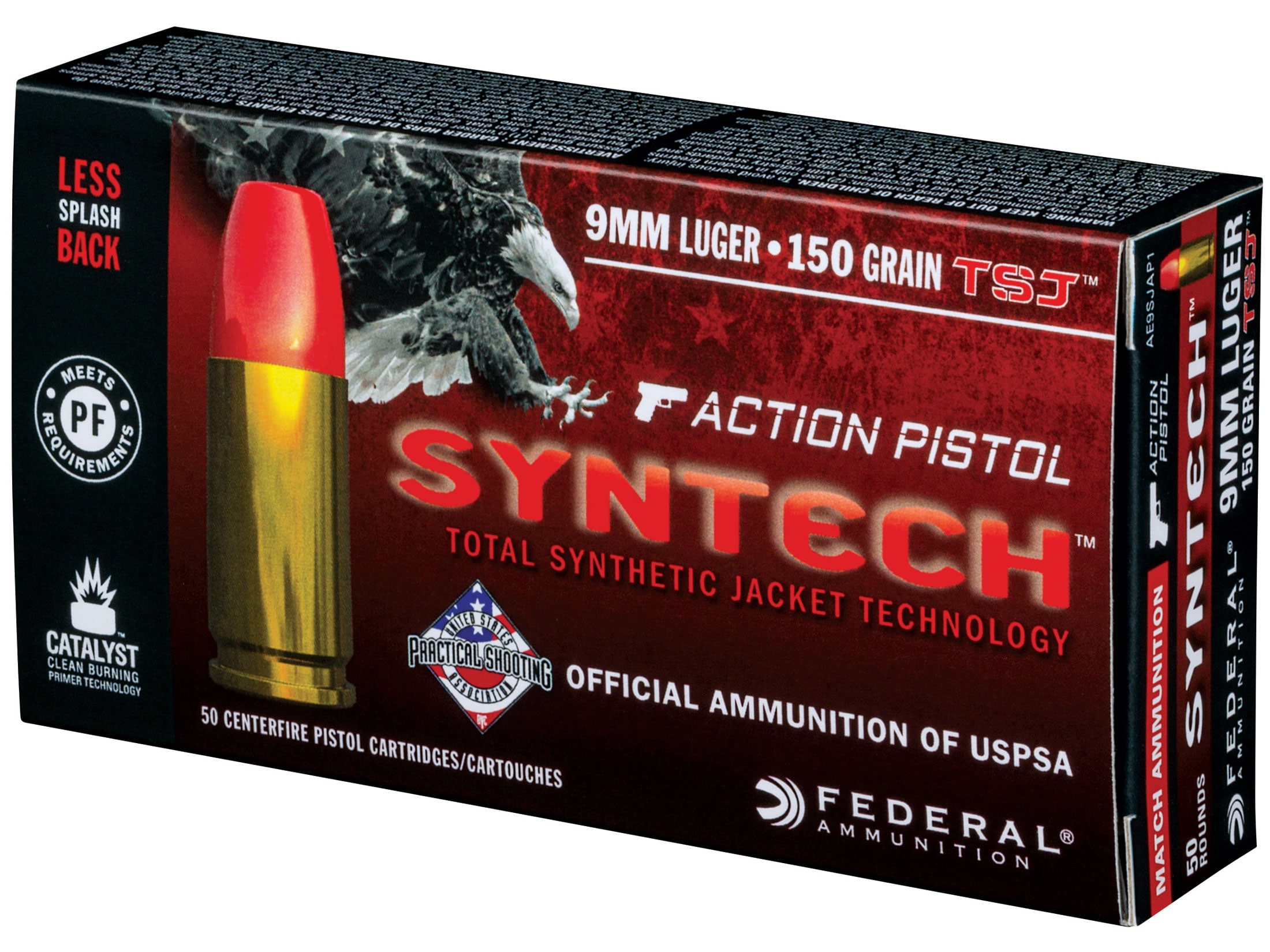 Federal American Eagle Syntech Action Pistol Ammunition 9mm Luger 150 Grain Total Synthetic Jacket Federal American Eagle Syntech Action Pistol Ammunition 9mm Luger 150 Grain Total Synthetic Jacket