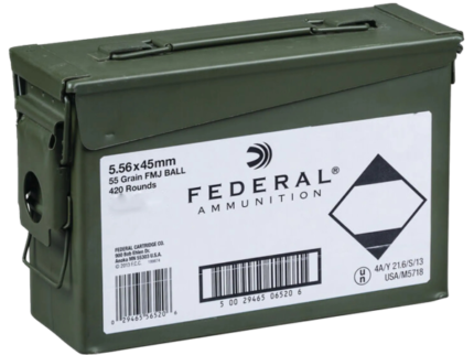 Federal Ammunition 5.56x45mm NATO 55 Grain XM193 Full Metal Jacket Boat Tail Ammo