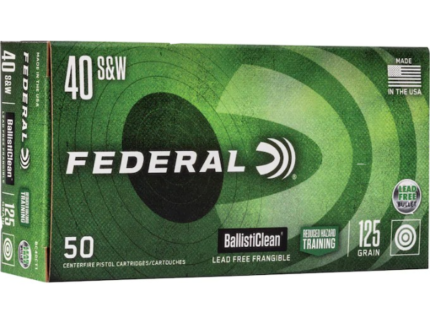 Federal Factory Second Law Enforcement BallistiClean Ammunition 40 S&W 125 Grain Frangible Flat Point Lead-Free