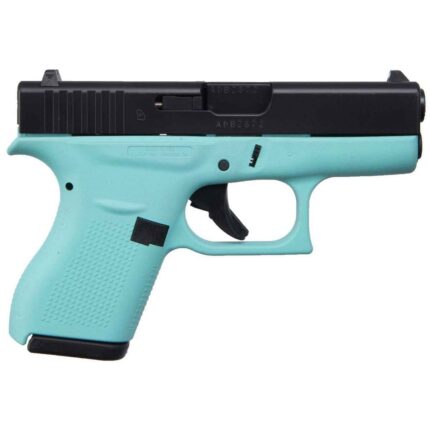 Glock 42 Robin’s Egg Blue 380 Auto (ACP) 3.26in Elite Black Cerakote Pistol – 6+1 Rounds - buyghostguns.us.com