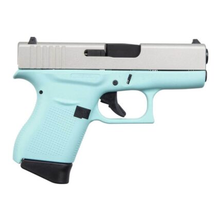 Glock 43 Robins Egg Blue 9mm Luger 3.39in Cerakote Shimmering Aluminum Pistol – 6+1 Rounds - buyghostguns.us.com
