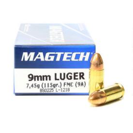 Magtech 9mm Luger Ammunition 50 Rounds 115 Grain Full Metal Jacket 1135fps