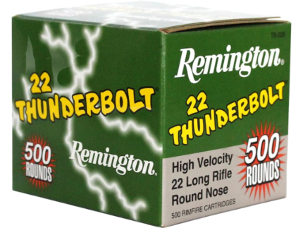 Remington Thunderbolt Ammunition 22 Long Rifle 40 Grain Lead Round Nose Bulk