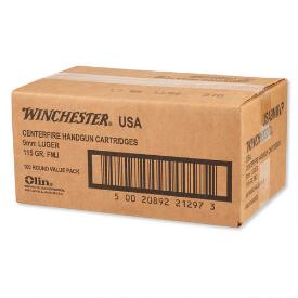 Winchester USA 9mm Ammunition, 1000 Rounds, FMJ, 115 Grain